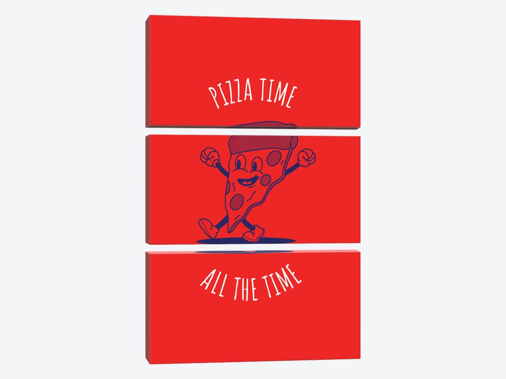 Pizza Time - Red by avesix 3-piece Canvas Wall Art