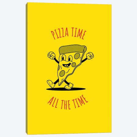 Pizza Time - Yellow Canvas Print #ASX473} by avesix Art Print