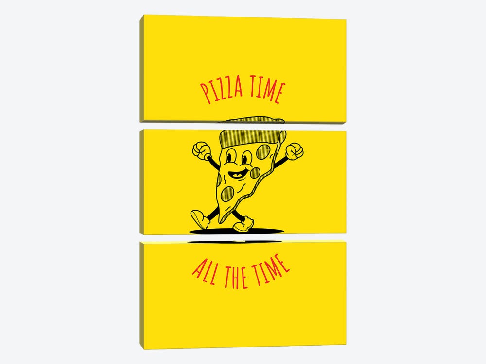 Pizza Time - Yellow by avesix 3-piece Canvas Art
