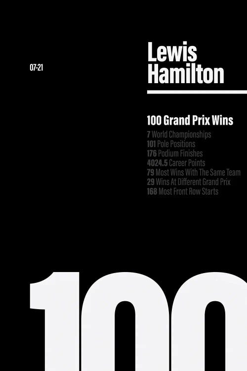 Lewis Hamilton 100 Wins (White/Black)