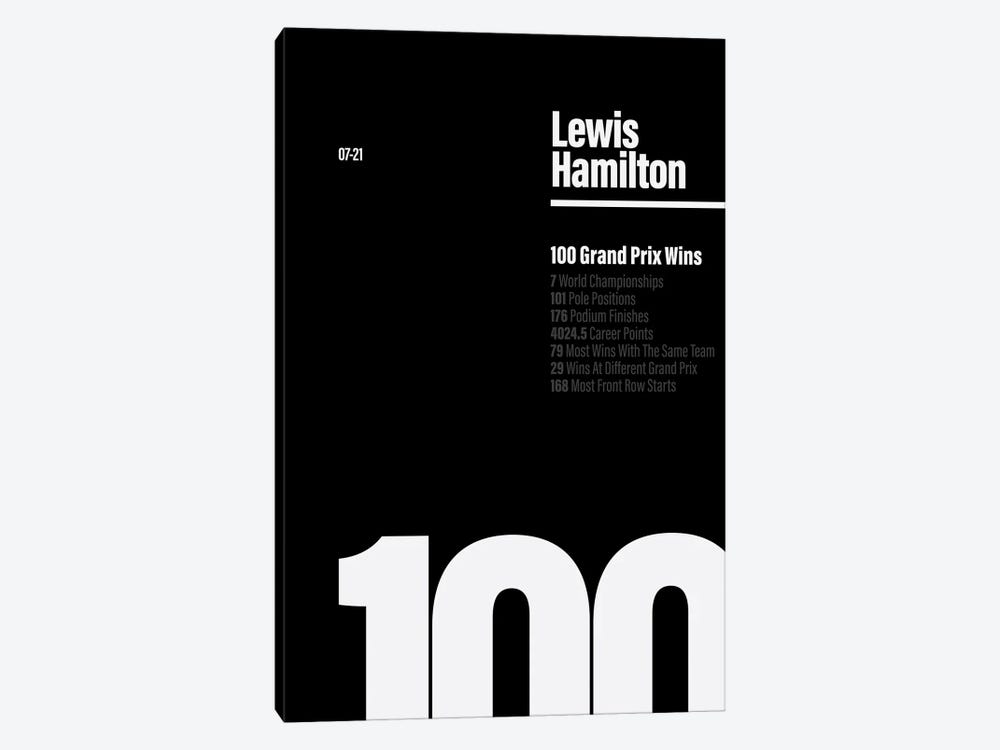 Lewis Hamilton 100 Wins (White/Black) by avesix 1-piece Art Print