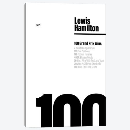 Lewis Hamilton 100 Wins (Black/White) Canvas Print #ASX484} by avesix Art Print