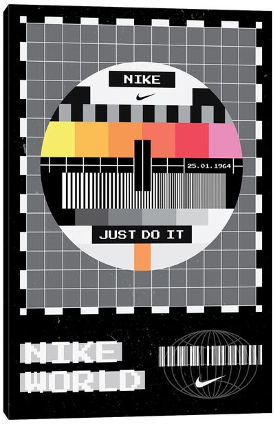 Retro Nike (Black) Canvas Art Print - Streetwear