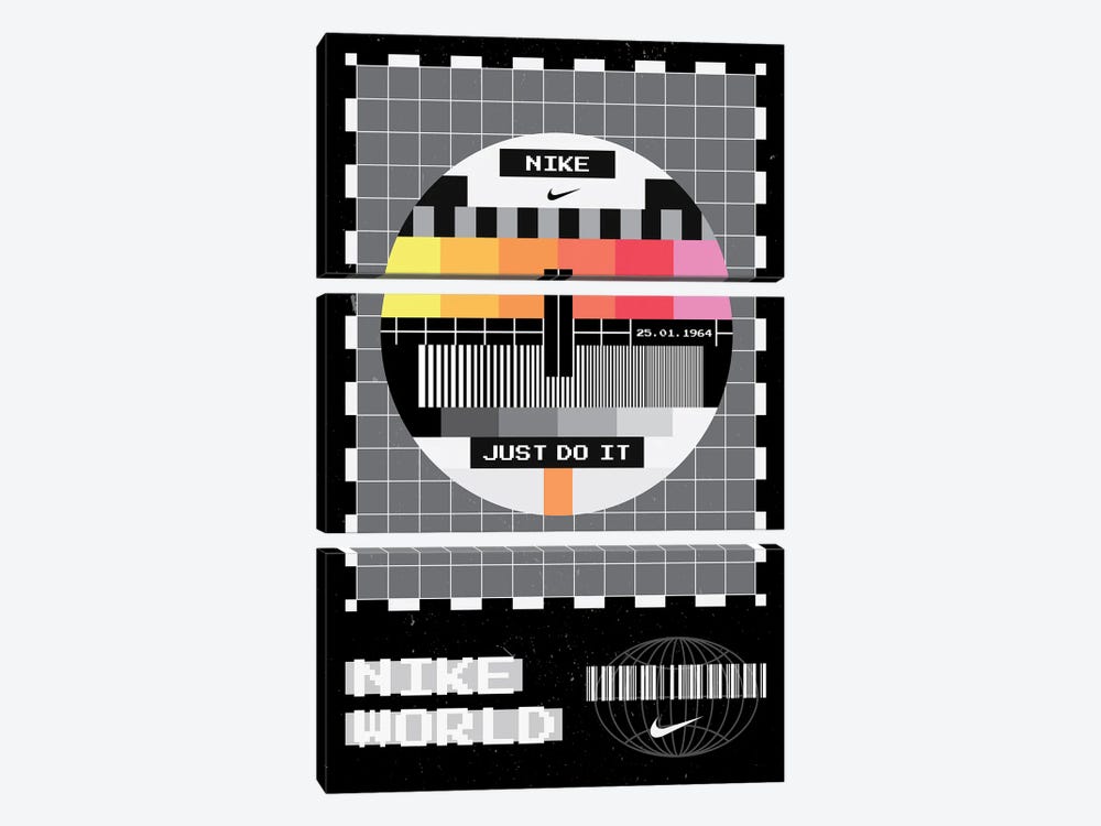 Retro Nike (Black) by avesix 3-piece Canvas Art