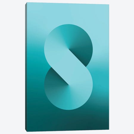 S Shape Gradient Back (Teal) Canvas Print #ASX497} by avesix Canvas Wall Art