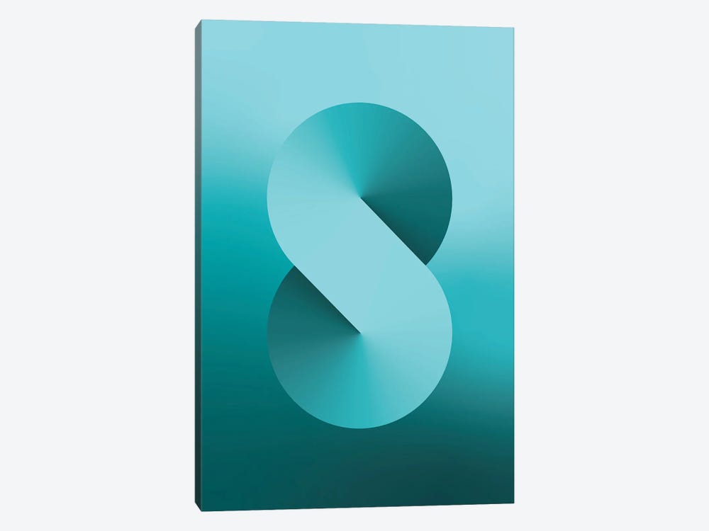 S Shape Gradient Back (Teal) by avesix 1-piece Canvas Artwork