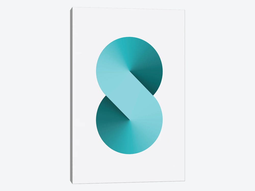 S Shape White Back Teal by avesix 1-piece Canvas Art Print