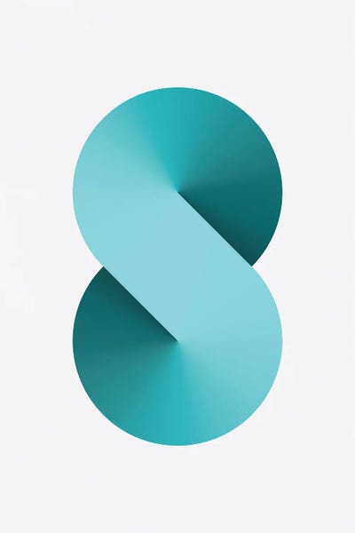 The Letter S: S Shape White Back Teal by avesix