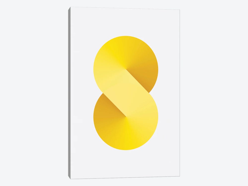 S Shape White Back Yellow by avesix 1-piece Canvas Print