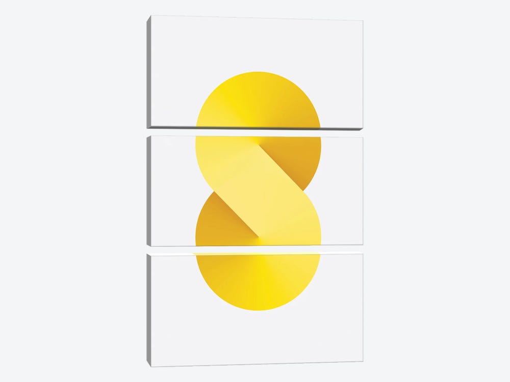 S Shape White Back Yellow by avesix 3-piece Canvas Art Print