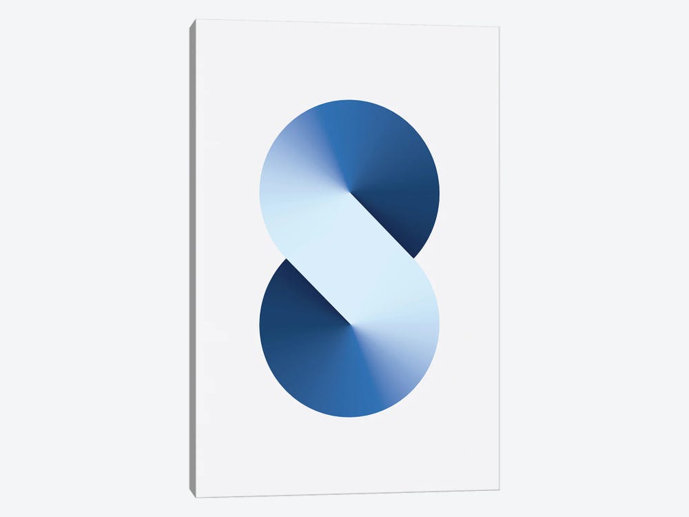 S Shape White Back Blue by avesix 1-piece Art Print