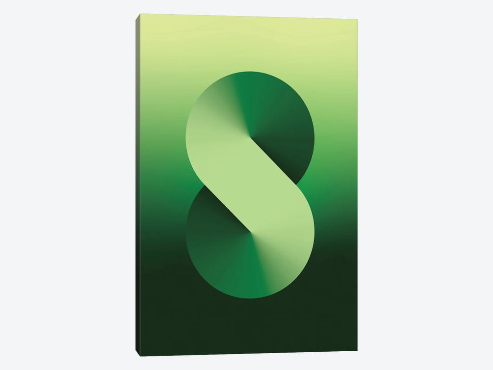 S Shape Gradient Back Green by avesix 1-piece Canvas Art