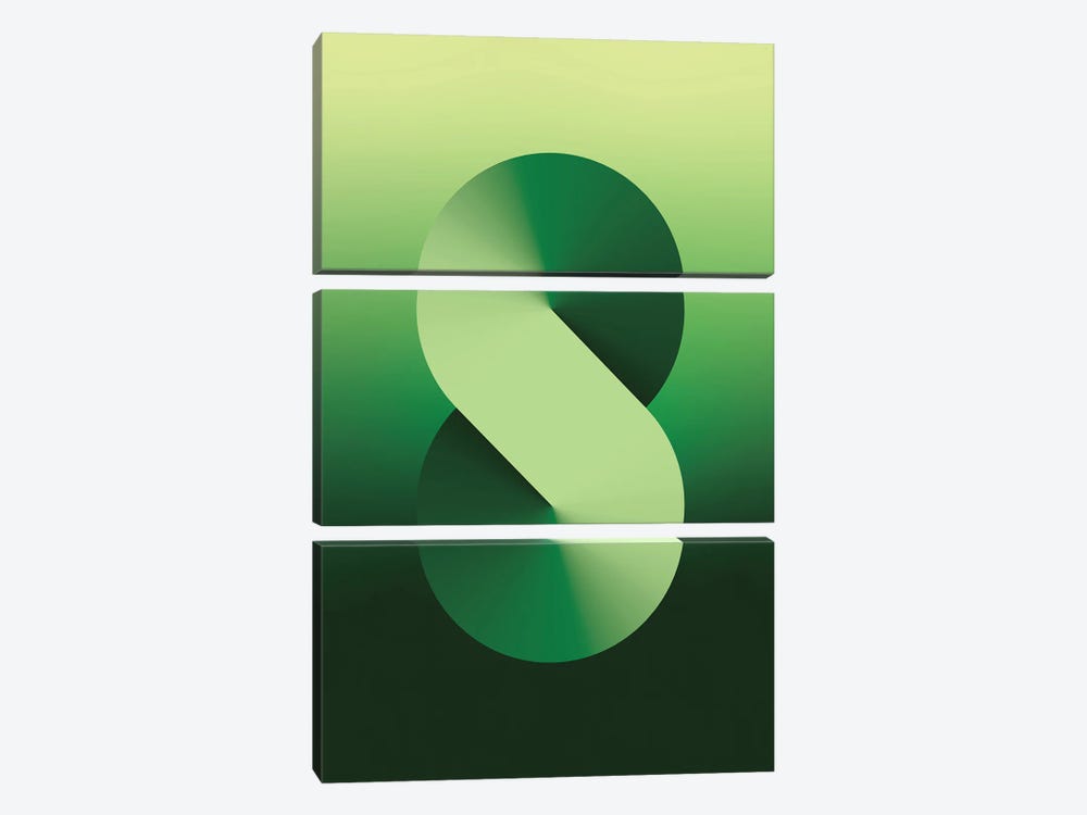 S Shape Gradient Back Green by avesix 3-piece Canvas Wall Art