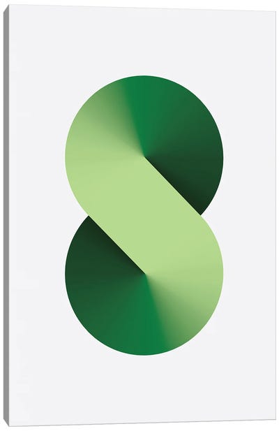 S Shape White Back Green Canvas Art Print - Letter S