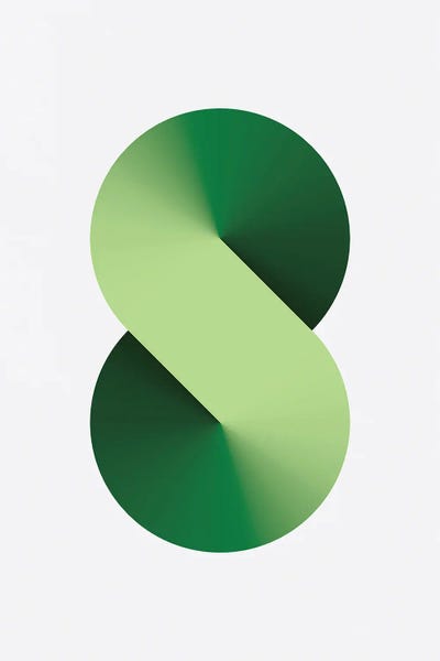The Letter S: S Shape White Back Green by avesix