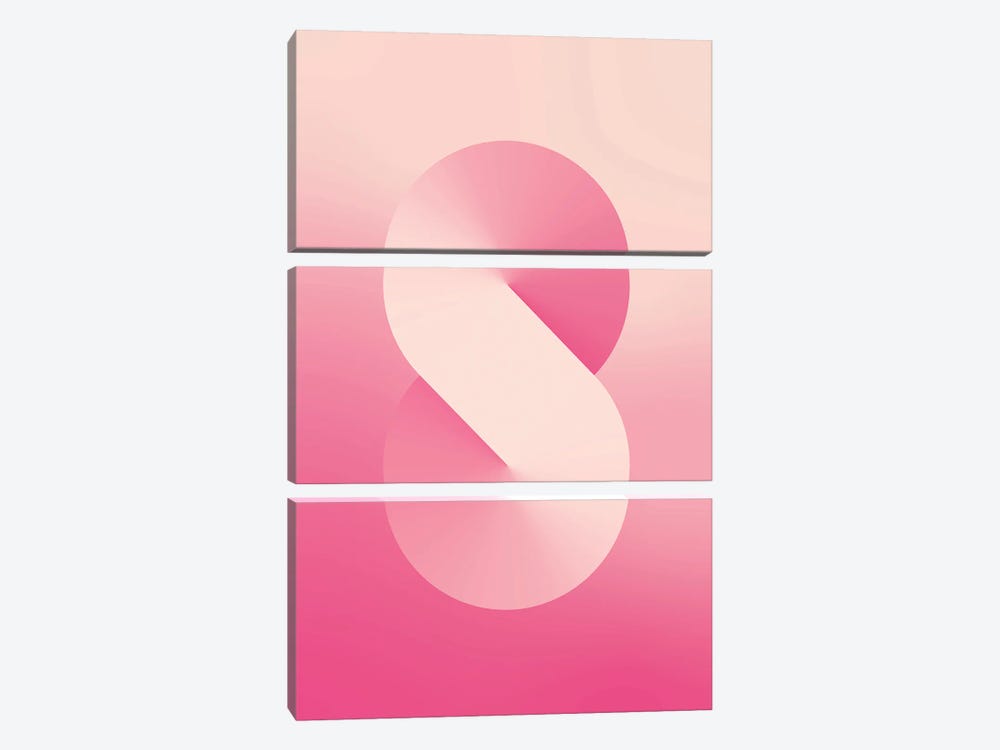 S Shape Gradient Back Pink by avesix 3-piece Canvas Art