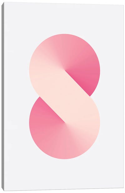 S Shape White Back Pink Canvas Art Print - Letter S