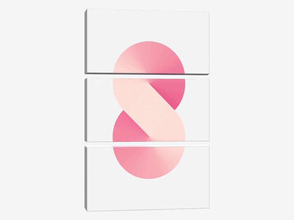 S Shape White Back Pink by avesix 3-piece Canvas Art Print