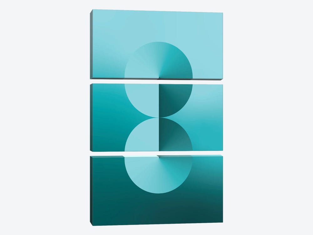 8 Shape Gradient Back Teal by avesix 3-piece Canvas Artwork