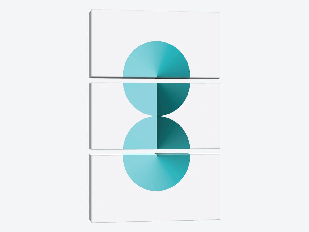 8 Shape White Back Teal by avesix 3-piece Canvas Art