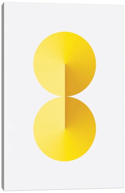 8 Shape White Back Yellow Canvas Art Print - Number Art