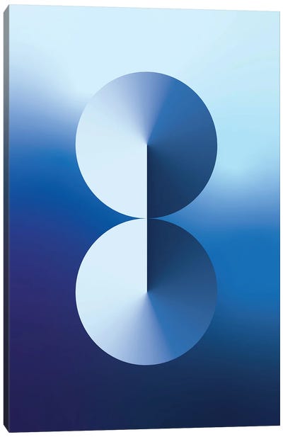 8 Shape Gradient Back Blue Canvas Art Print - Number Art