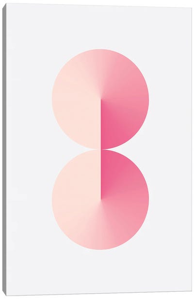 8 Shape White Back Pink Canvas Art Print - Number Art