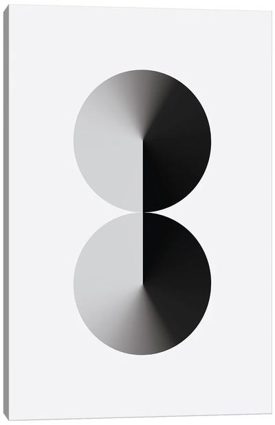 8 Shape White Back Black Canvas Art Print - Mathematics Art