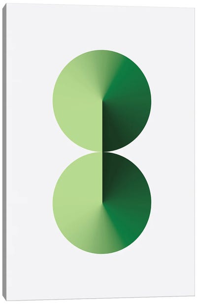 8 Shape White Back Green Canvas Art Print - Number Art