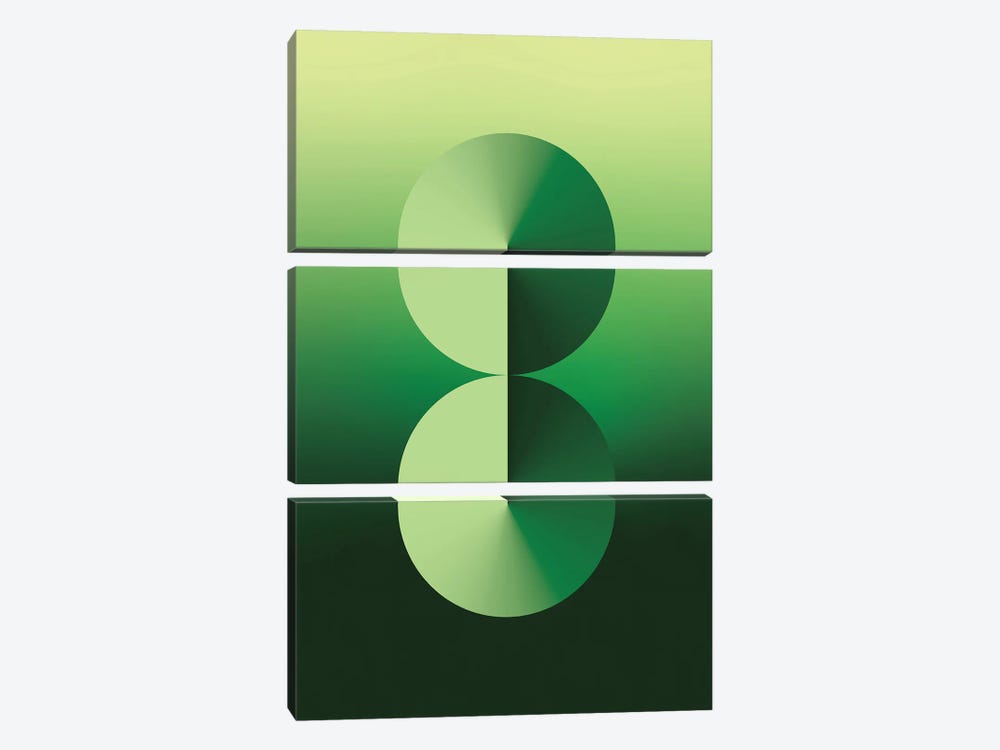 8 Shape Gradient Back Green by avesix 3-piece Canvas Print