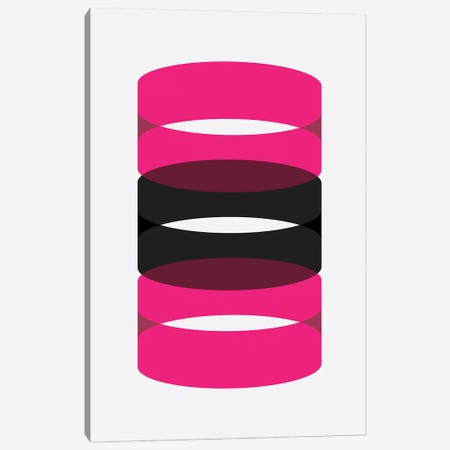 Cylinders (Black/ Pink) Canvas Print #ASX533} by avesix Canvas Artwork
