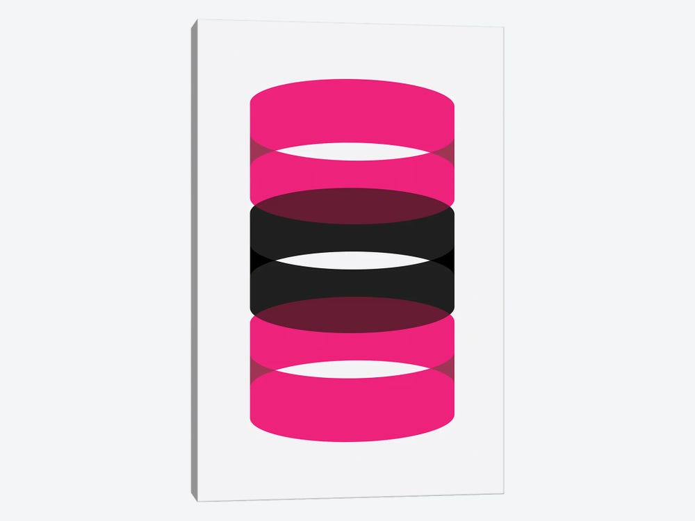 Cylinders (Black/ Pink) by avesix 1-piece Canvas Art Print