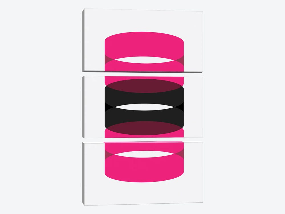 Cylinders (Black/ Pink) by avesix 3-piece Canvas Print