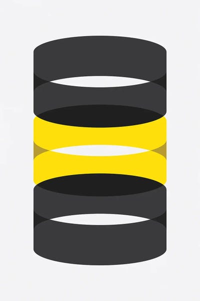 Cylinders Black And Yellow by avesix framed wall art
