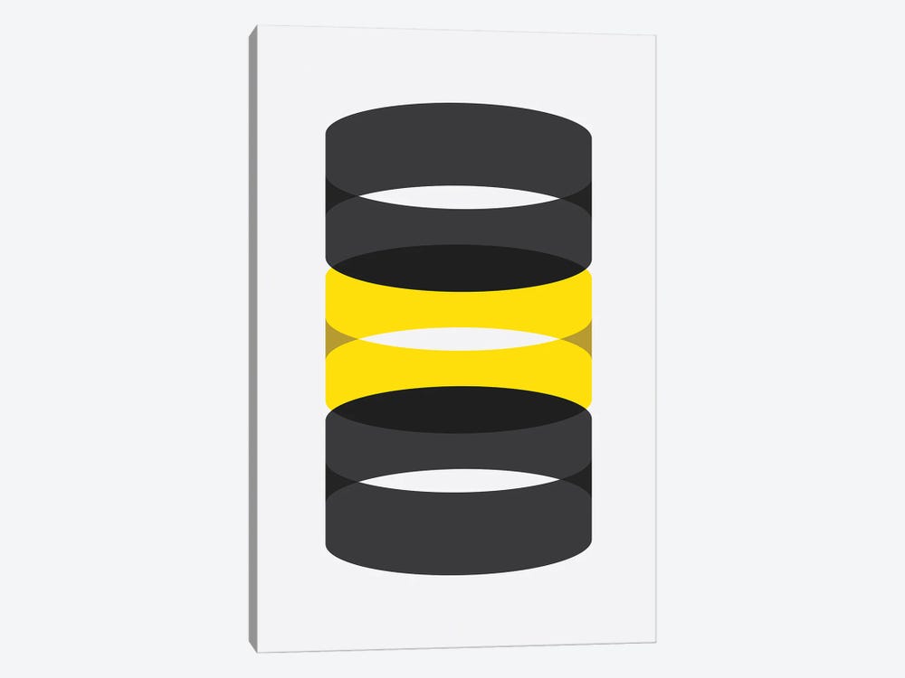 Cylinders Black And Yellow by avesix 1-piece Canvas Art