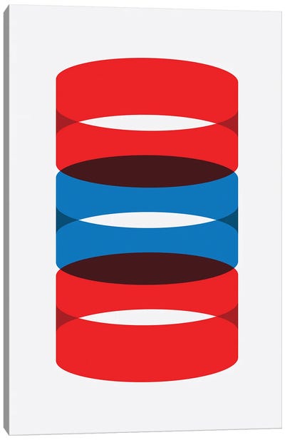 Cylinders Blue And Red Canvas Art Print - Blue & Red Art