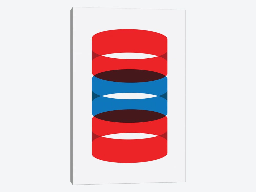 Cylinders Blue And Red by avesix 1-piece Canvas Art Print