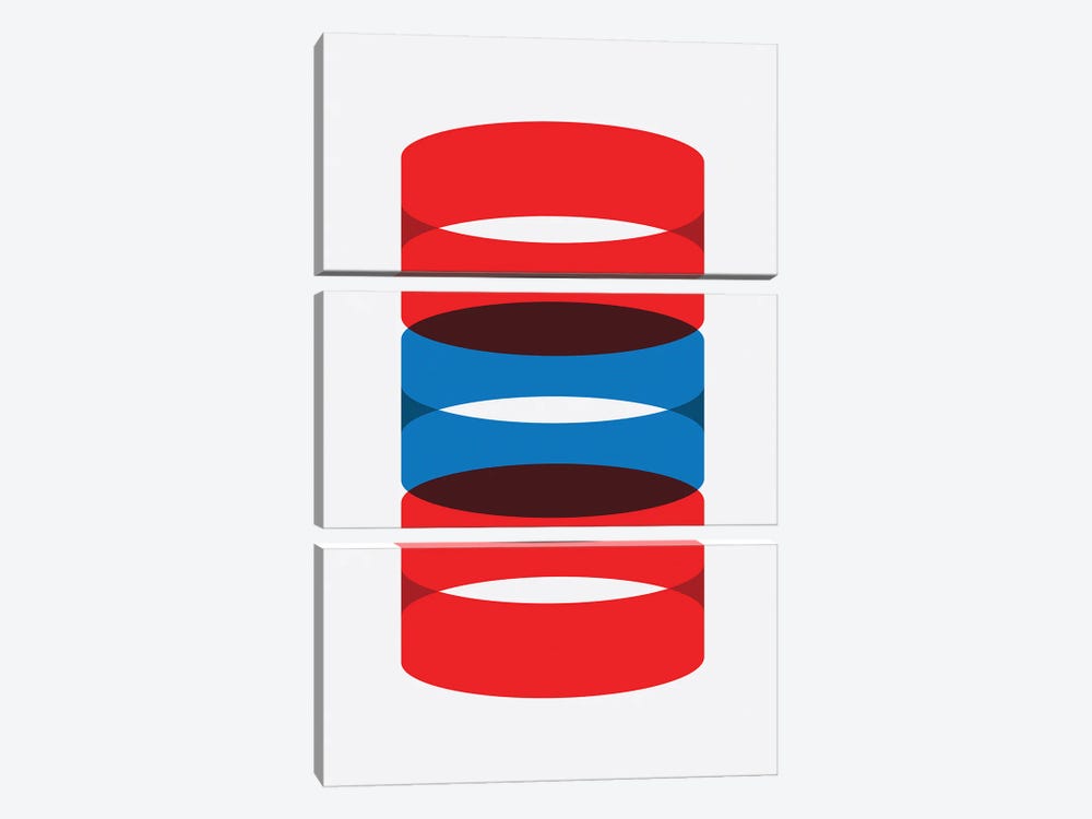 Cylinders Blue And Red by avesix 3-piece Canvas Print