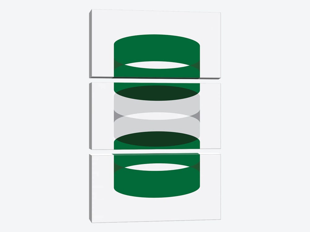 Cylinders Green And Grey by avesix 3-piece Canvas Wall Art