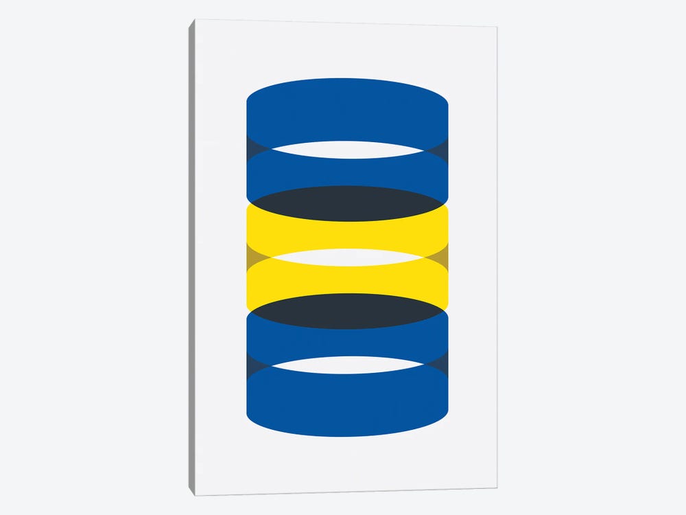 Cylinders Blue And Yellow by avesix 1-piece Canvas Art Print