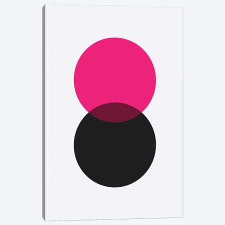 Double Circle Black / Pink Canvas Print #ASX538} by avesix Canvas Wall Art