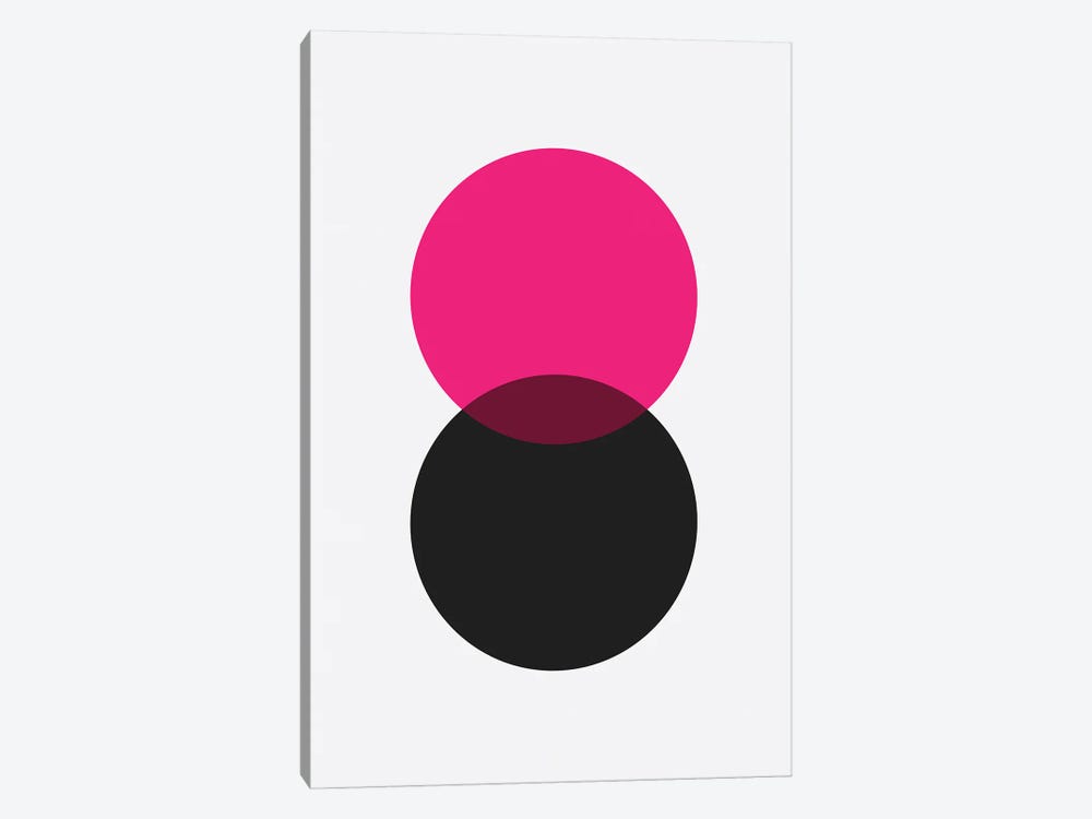 Double Circle Black / Pink by avesix 1-piece Canvas Art
