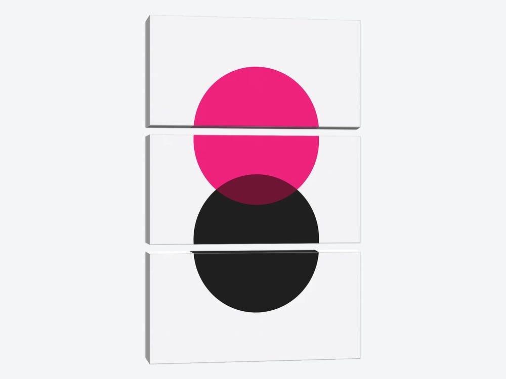 Double Circle Black / Pink by avesix 3-piece Canvas Artwork