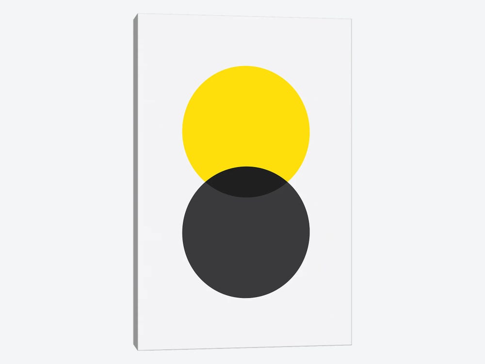 Double Circle Black And Yellow by avesix 1-piece Canvas Print