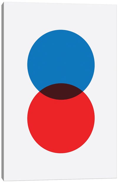 Double Circle Blue And Red Canvas Art Print - Blue & Red Art