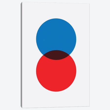 Double Circle Blue And Red Canvas Print #ASX540} by avesix Art Print