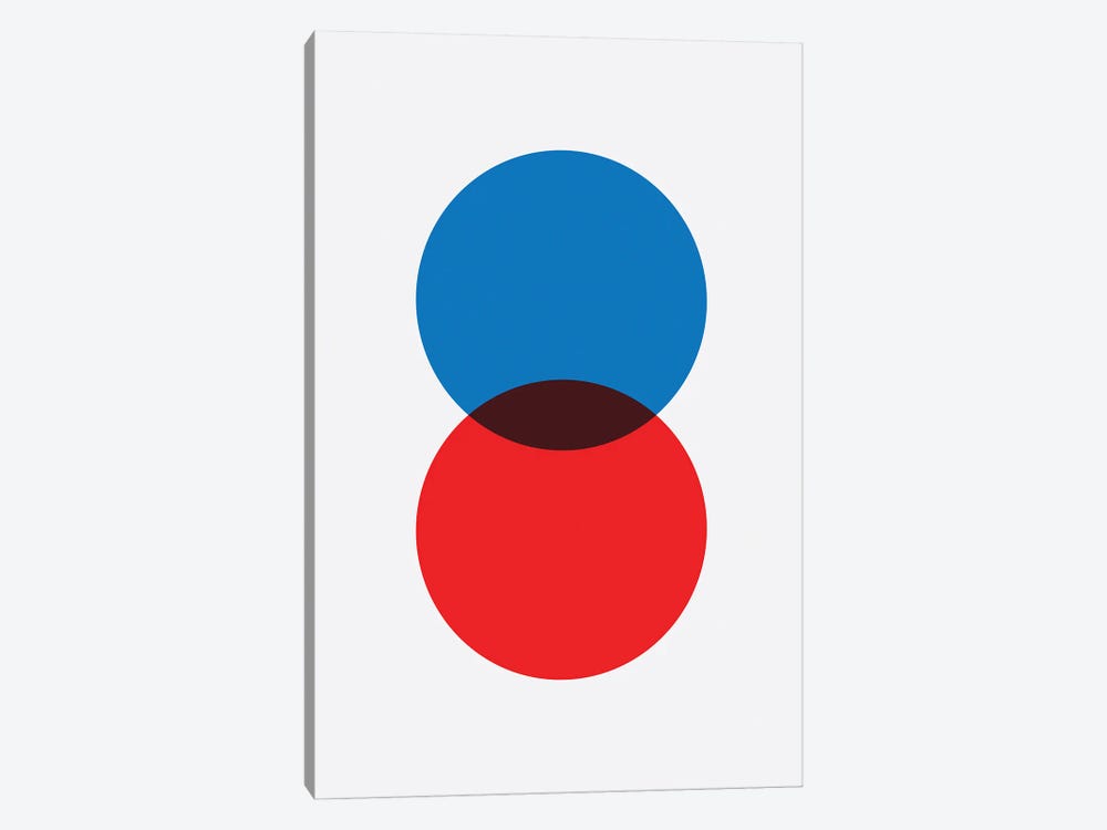 Double Circle Blue And Red by avesix 1-piece Canvas Print