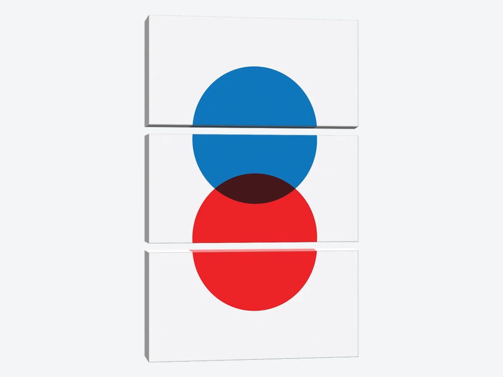 Double Circle Blue And Red by avesix 3-piece Art Print