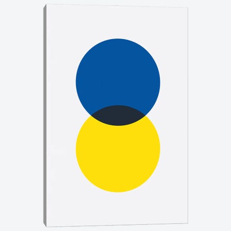 Double Circle Blue And Yellow Canvas Print #ASX541} by avesix Art Print