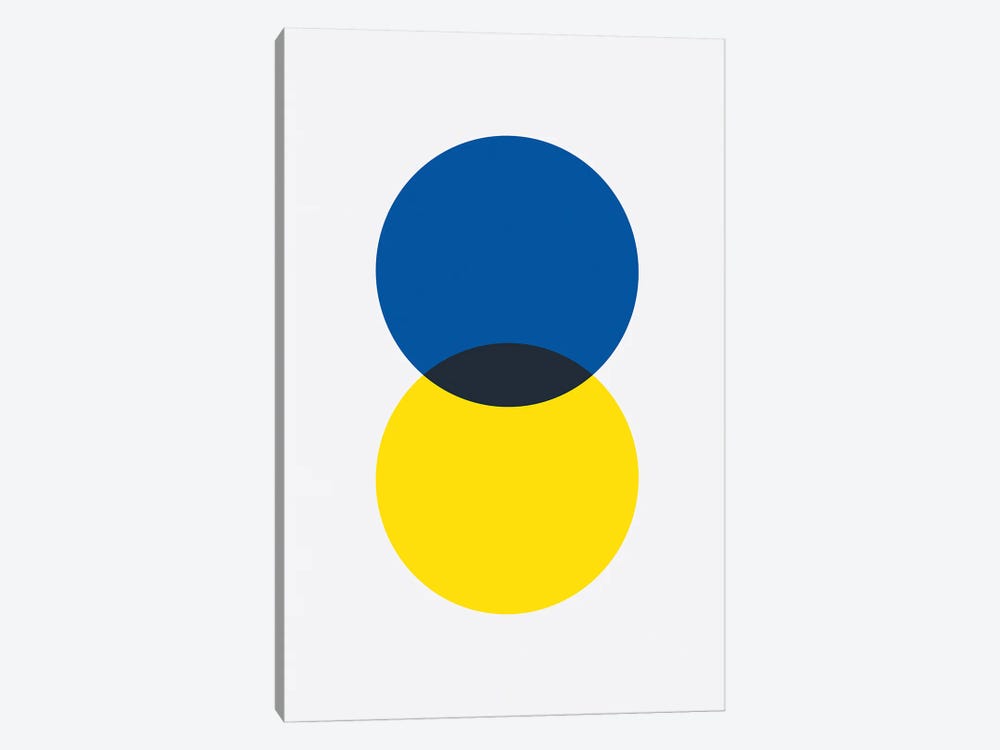 Double Circle Blue And Yellow by avesix 1-piece Canvas Art